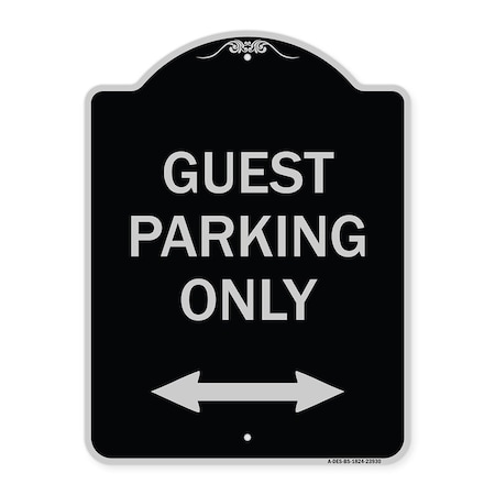 Signmission Guest Parking W/ Bidirectional Arrow Heavy-Gauge Aluminum Sign, 24" x 18", BS-1824-23930 A-DES-BS-1824-23930